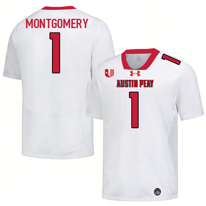Austin Peay Governors #1 D.J. Montgomery College Football Jerseys,Uniforms Stitched-White